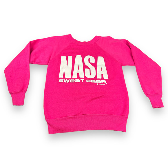 Vintage Nasa Sweater Adult EXTRA SMALL XS Pink 90s Sweat Gear Raglan Sweatshirt - Picture 1 of 7
